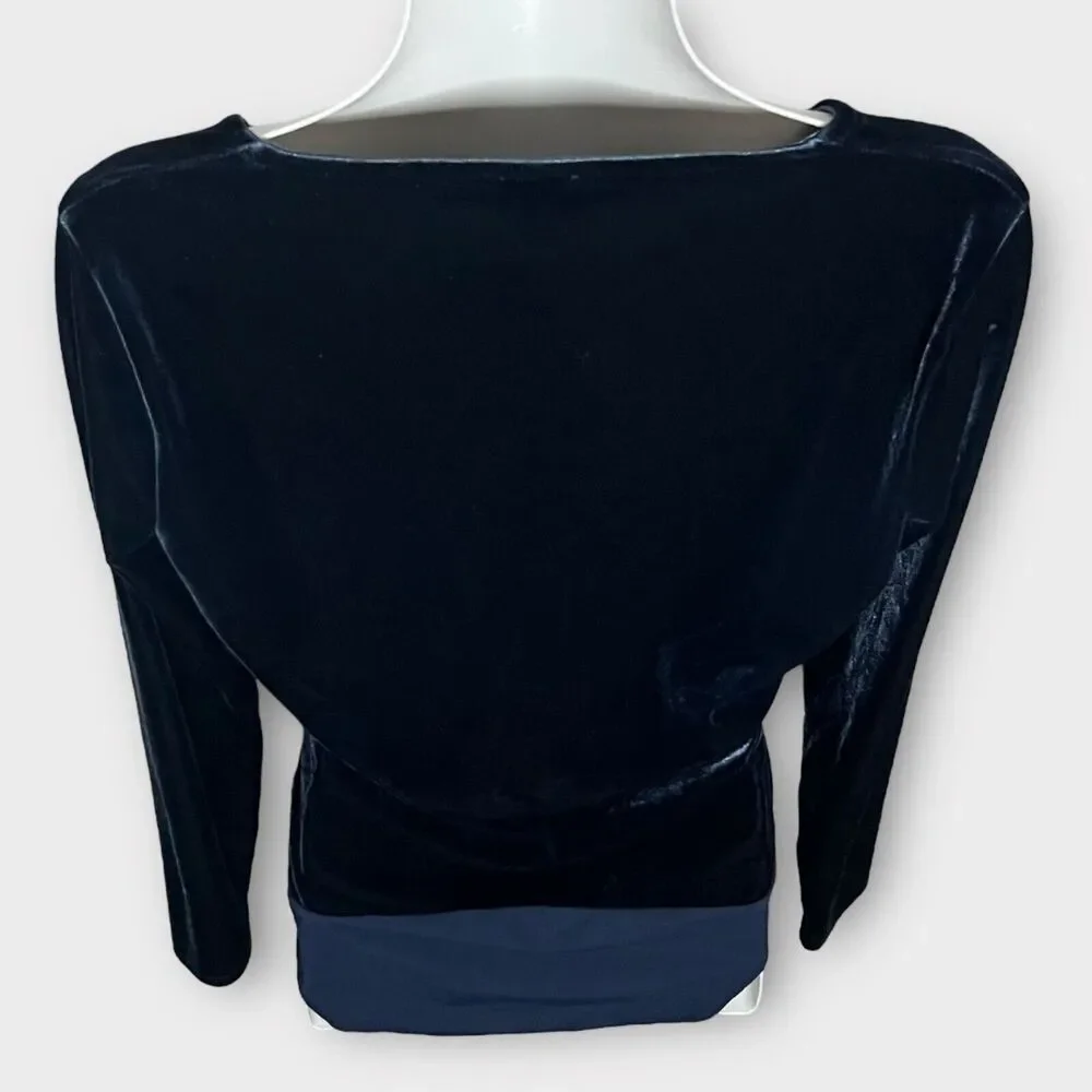 J. CREW Jeans Dark Blue Velvet Long Sleeve Snap Gusset One Piece Bodysuit Size M